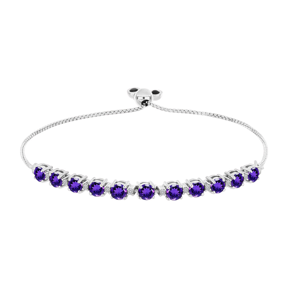 Pulsera de Plata con Amatista de Marruecos y Topacio Blanco 1 