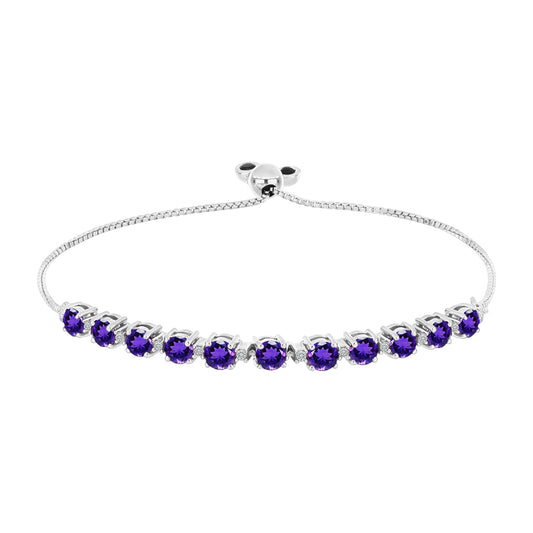 Pulsera de Plata con Amatista de Marruecos y Topacio Blanco