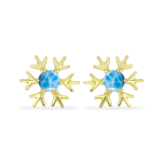Pendientes de Plata Bañada en Oro con Larimar