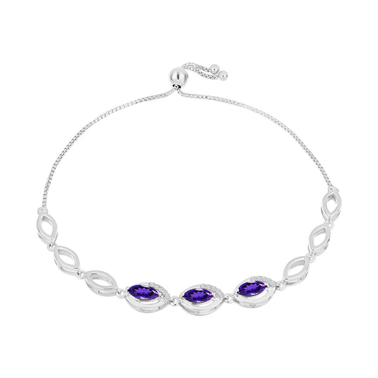 Pulsera de Plata con Amatista de Marruecos y Topacio Blanco