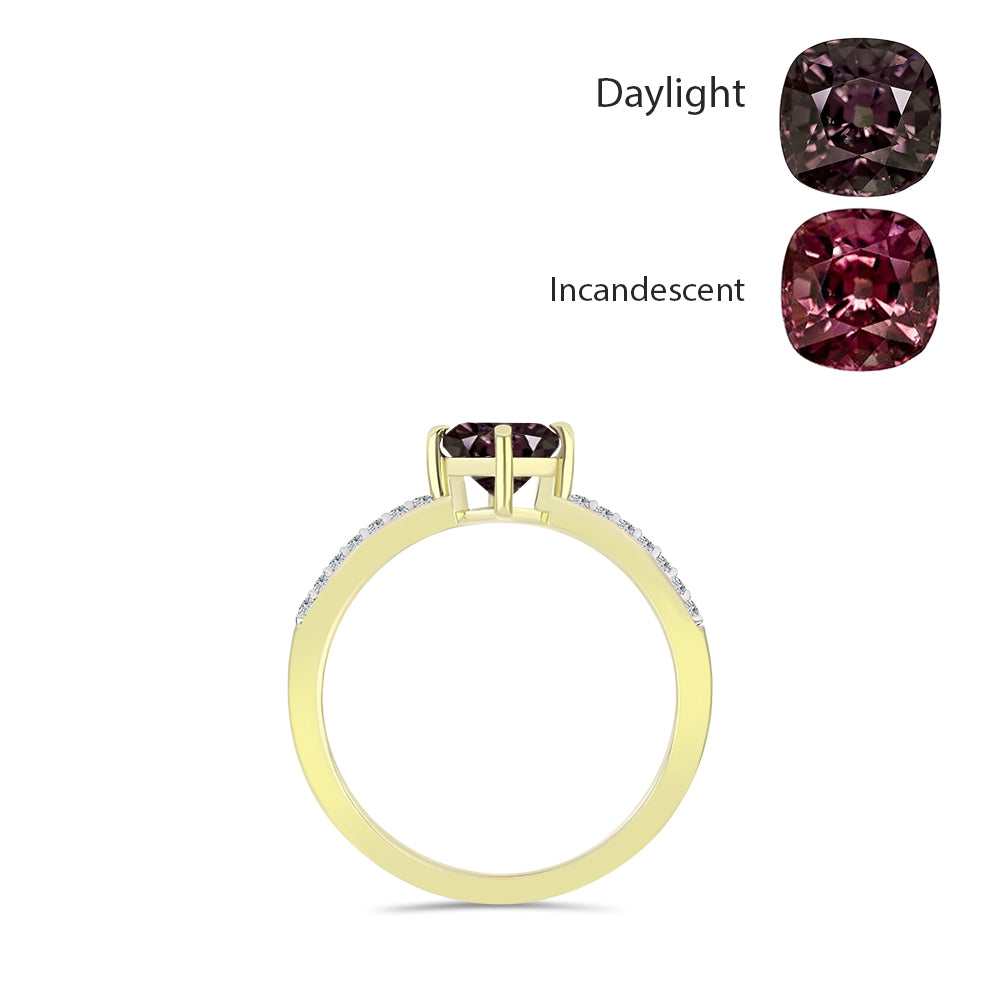 Anillo de Plata Bañada en Oro con Granate Bekily Multicolor y Topacio Blanco 2 