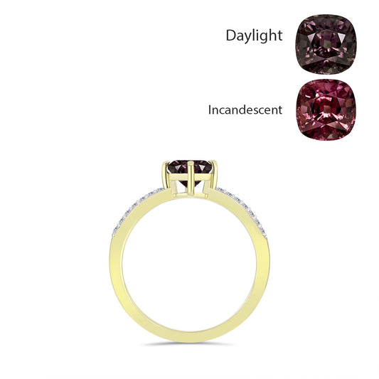 Anillo de Plata Bañada en Oro con Granate Bekily Multicolor y Topacio Blanco