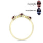 Anillo de Plata Bañada en Oro con Granate Bekily Multicolor y Topacio Blanco