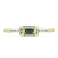 Anillo de Plata Bañada en Oro con Zafiro Verde y Topacio Blanco