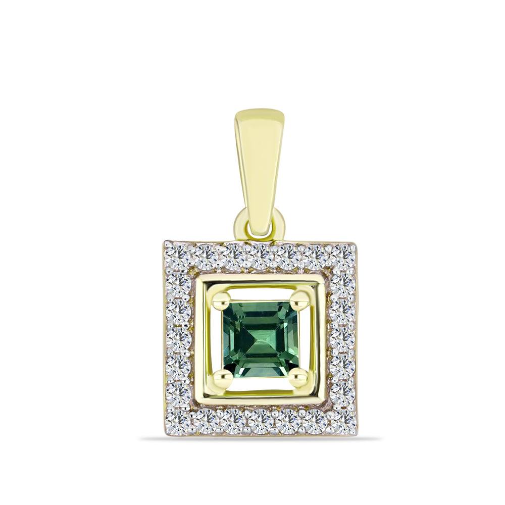 Colgante de Plata Bañada en Oro con Turmalina Verde y Topacio Blanco 1 