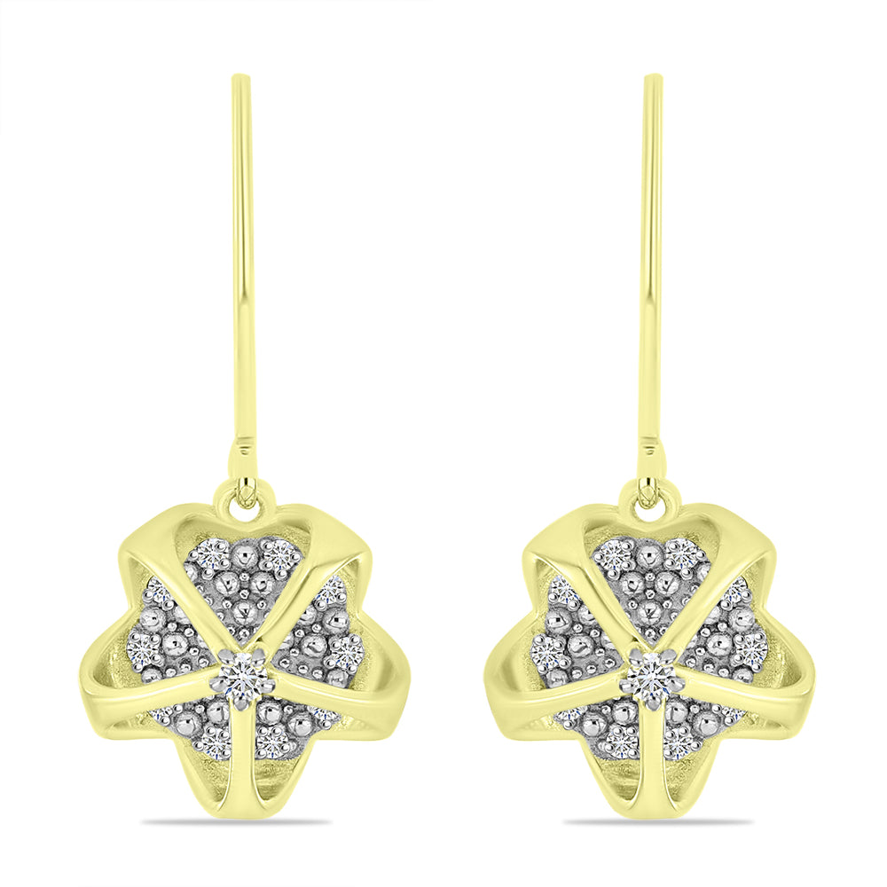 Pendientes de Plata Bañada en Oro con Diamante blanco