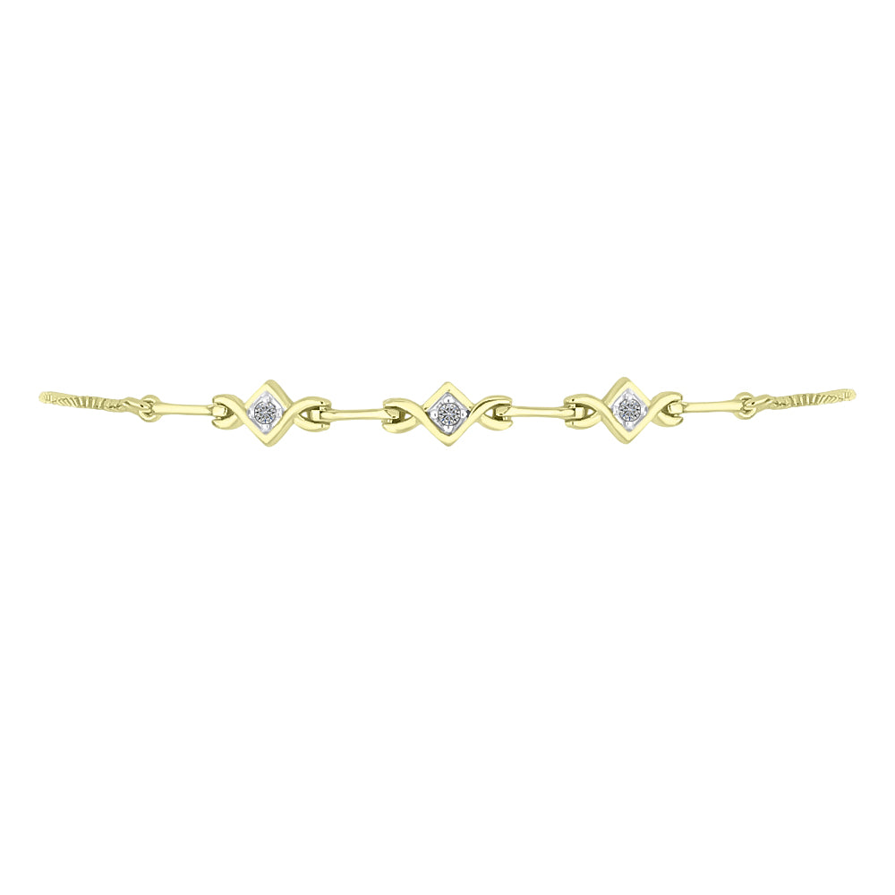 Pulsera de Plata Bañada en Oro con Diamante blanco 2 