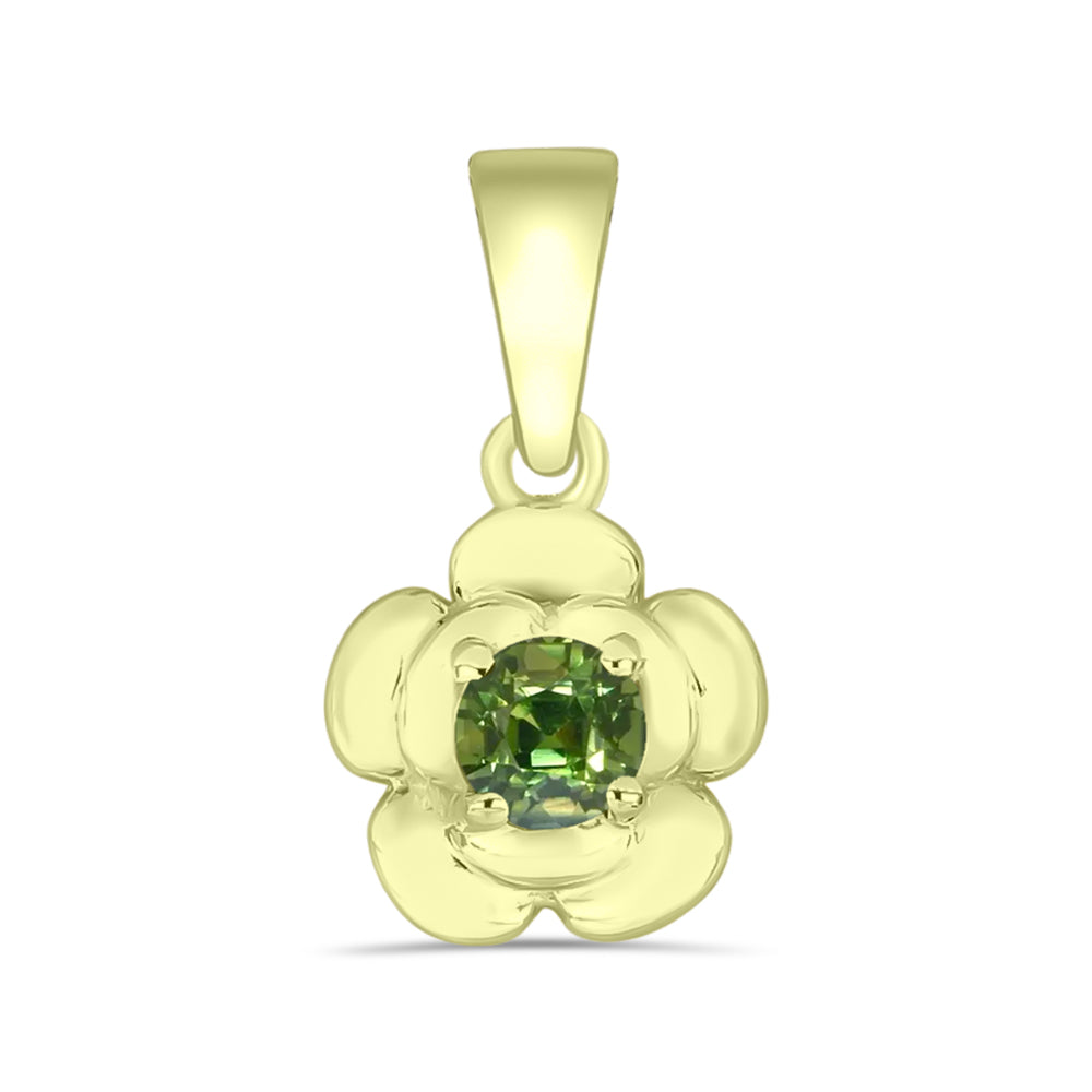 Colgante de Plata Bañada en Oro con Zafiro Verde