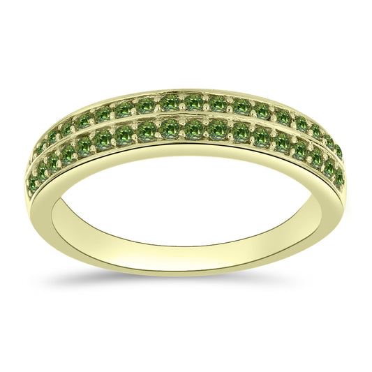 Anillo de Plata Bañada en Oro con Zafiro Verde
