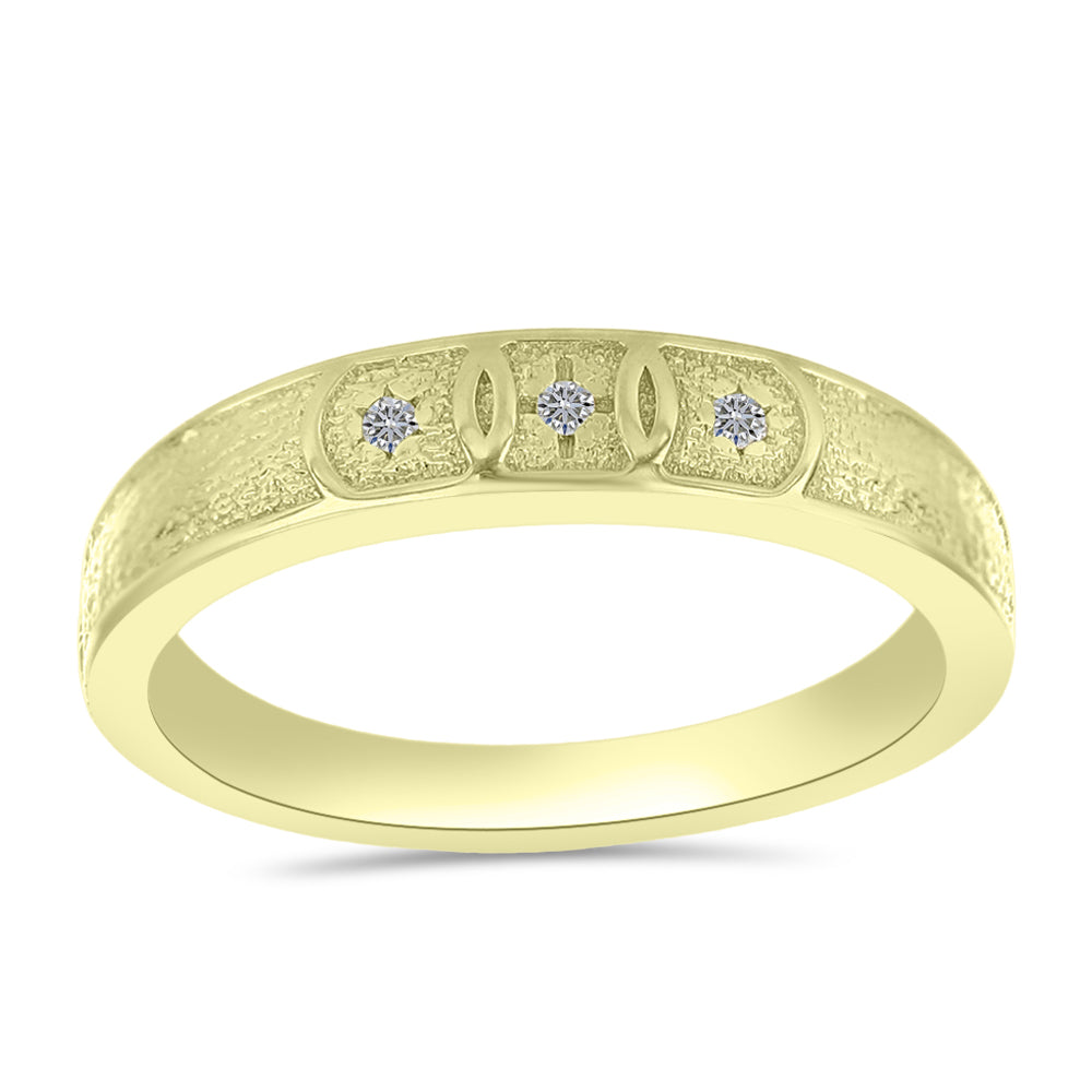 Anillo de Plata Bañada en Oro con Diamante blanco 3 