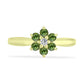Anillo de Plata Bañada en Oro con Zafiro Verde y Topacio Blanco