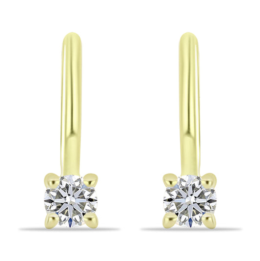 Pendientes de Plata Bañada en Oro con Diamante blanco