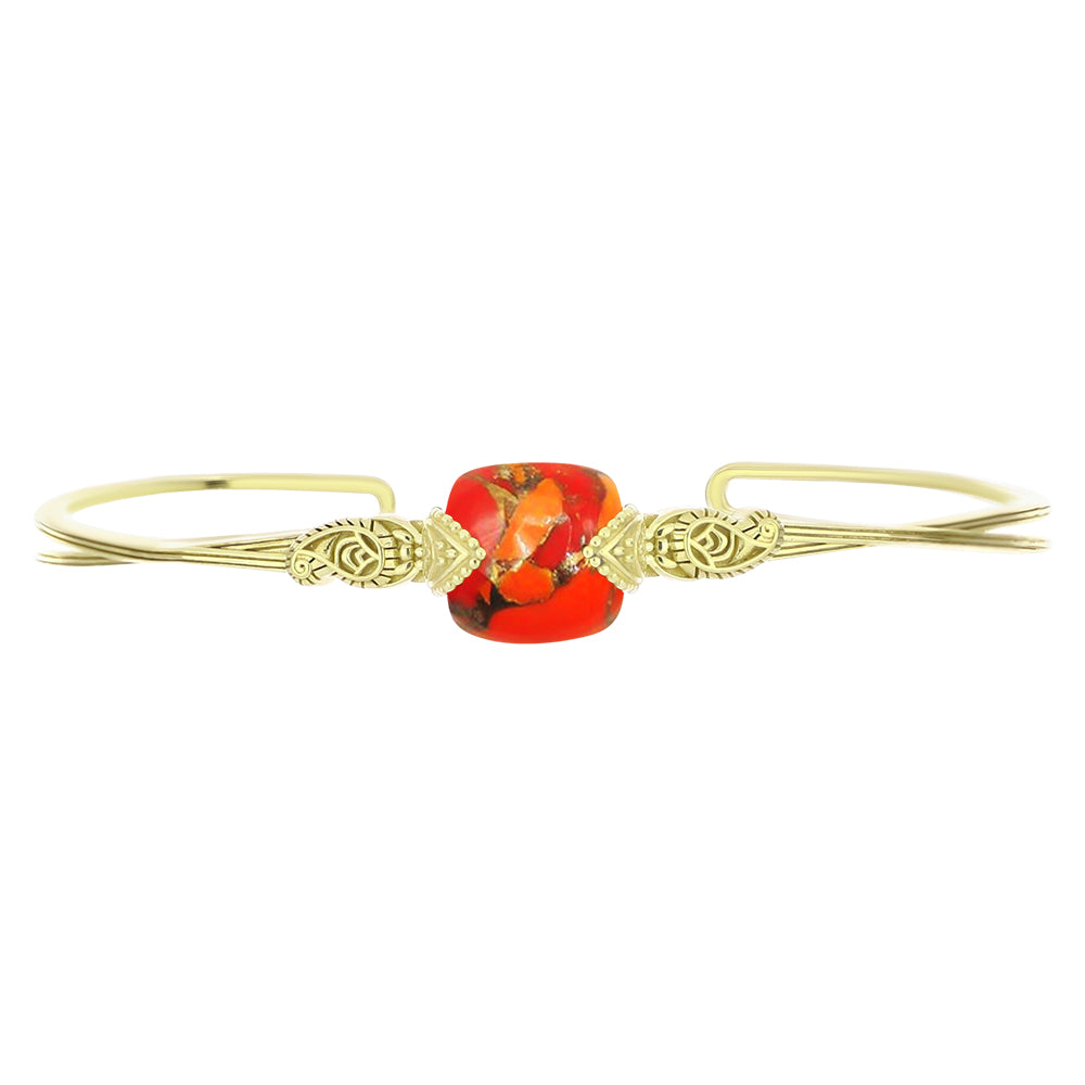 Brazalete de Plata Bañada en Oro con Turquesa de Mohave 1 