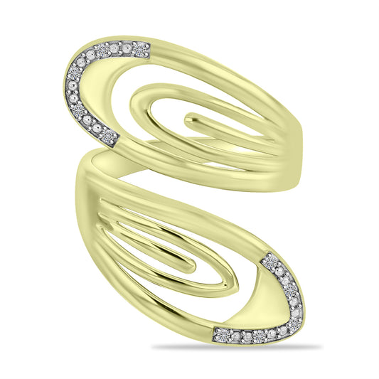 Anillo de Plata Bañada en Oro con Diamante blanco