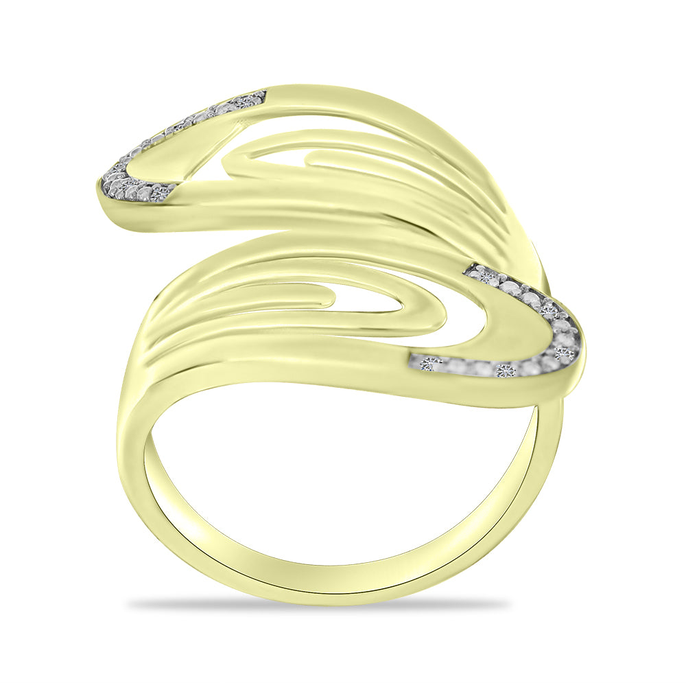 Anillo de Plata Bañada en Oro con Diamante blanco