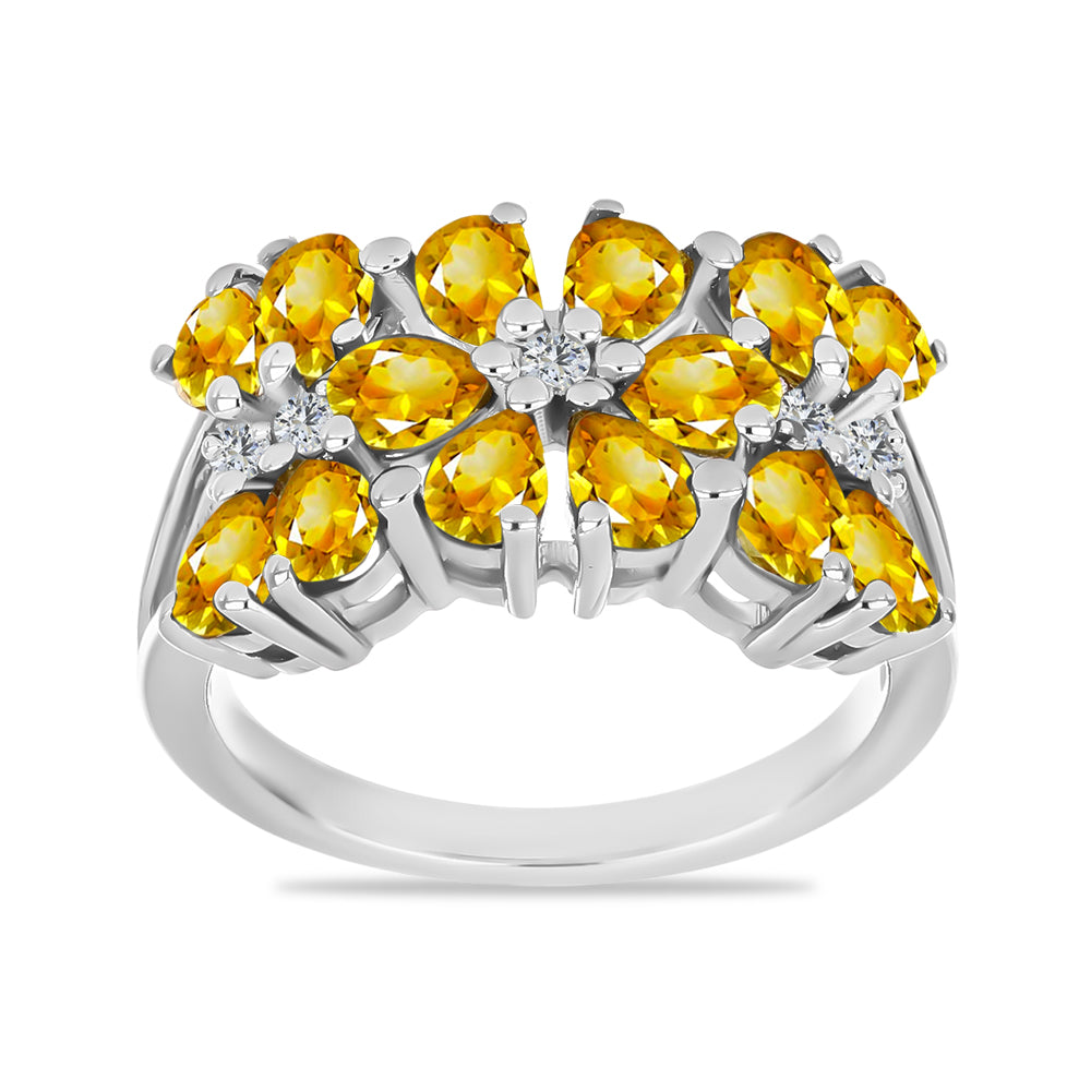 Anillo de Plata con Citrino de Río del Oro y Topacio Blanco 3 
