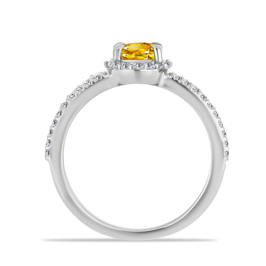 Anillo de Plata con Citrino de Río del Oro y Topacio Blanco