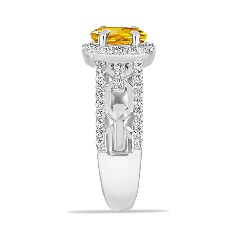 Anillo de Plata con Citrino de Río del Oro y Topacio Blanco