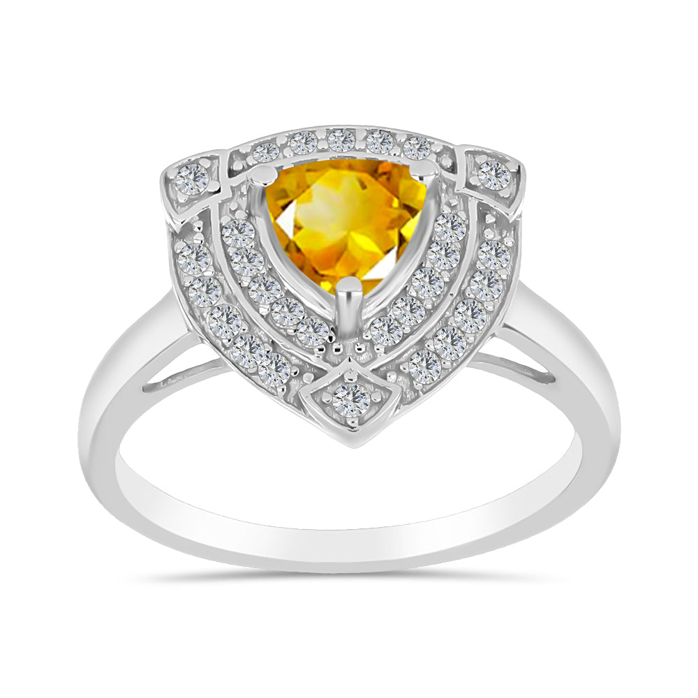 Anillo de Plata con Citrino de Río del Oro y Topacio Blanco 3 
