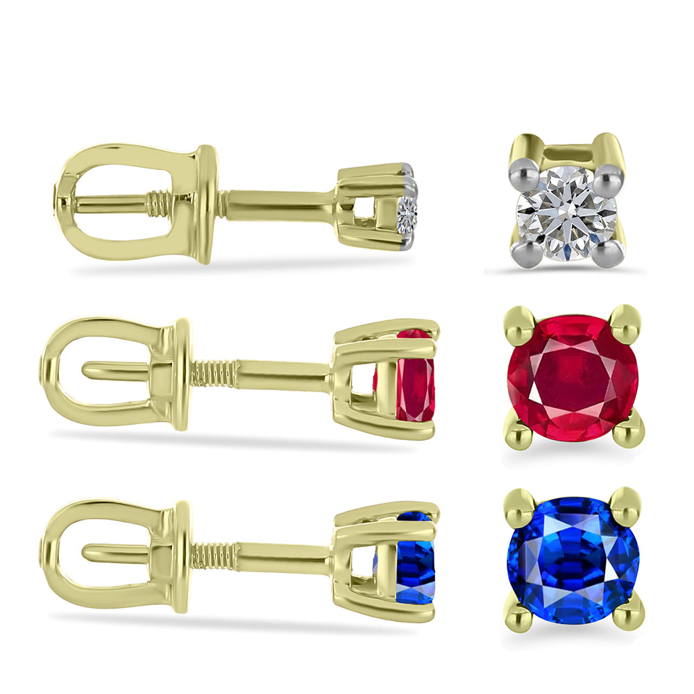 Conjunto de Plata Bañada en Oro con Diamante blanco y Rubí de Madagascar ( Pendientes ) 1 