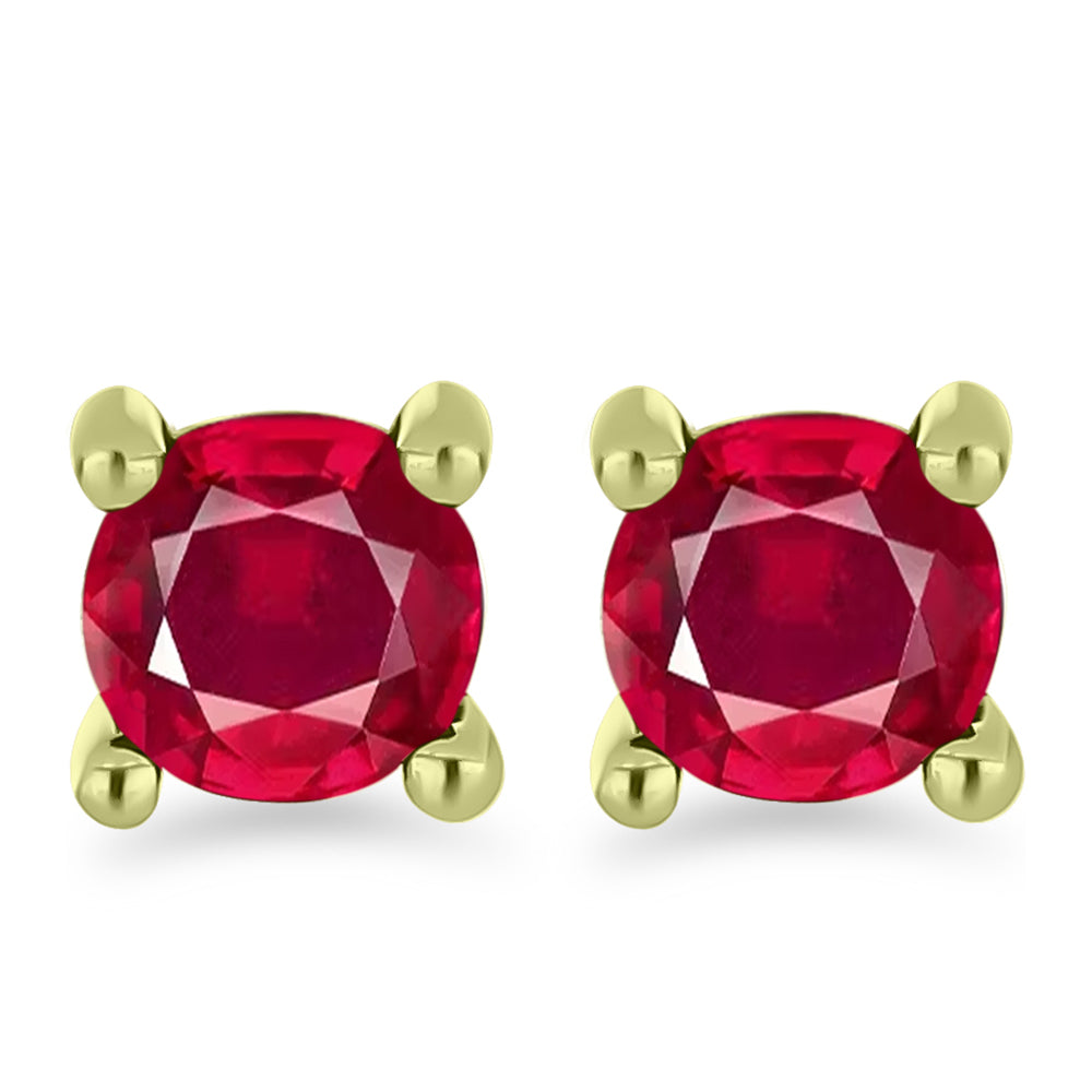 Conjunto de Plata Bañada en Oro con Diamante blanco y Rubí de Madagascar ( Pendientes )