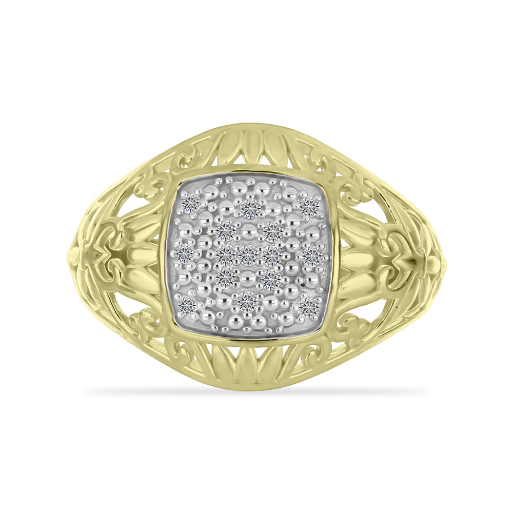 Anillo de Plata Bañada en Oro con Diamante blanco