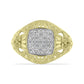 Anillo de Plata Bañada en Oro con Diamante blanco