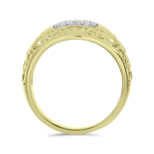 Anillo de Plata Bañada en Oro con Diamante blanco