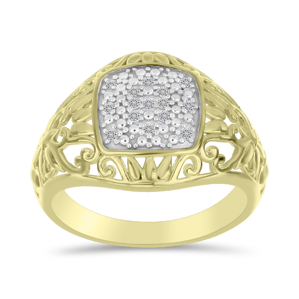 Anillo de Plata Bañada en Oro con Diamante blanco