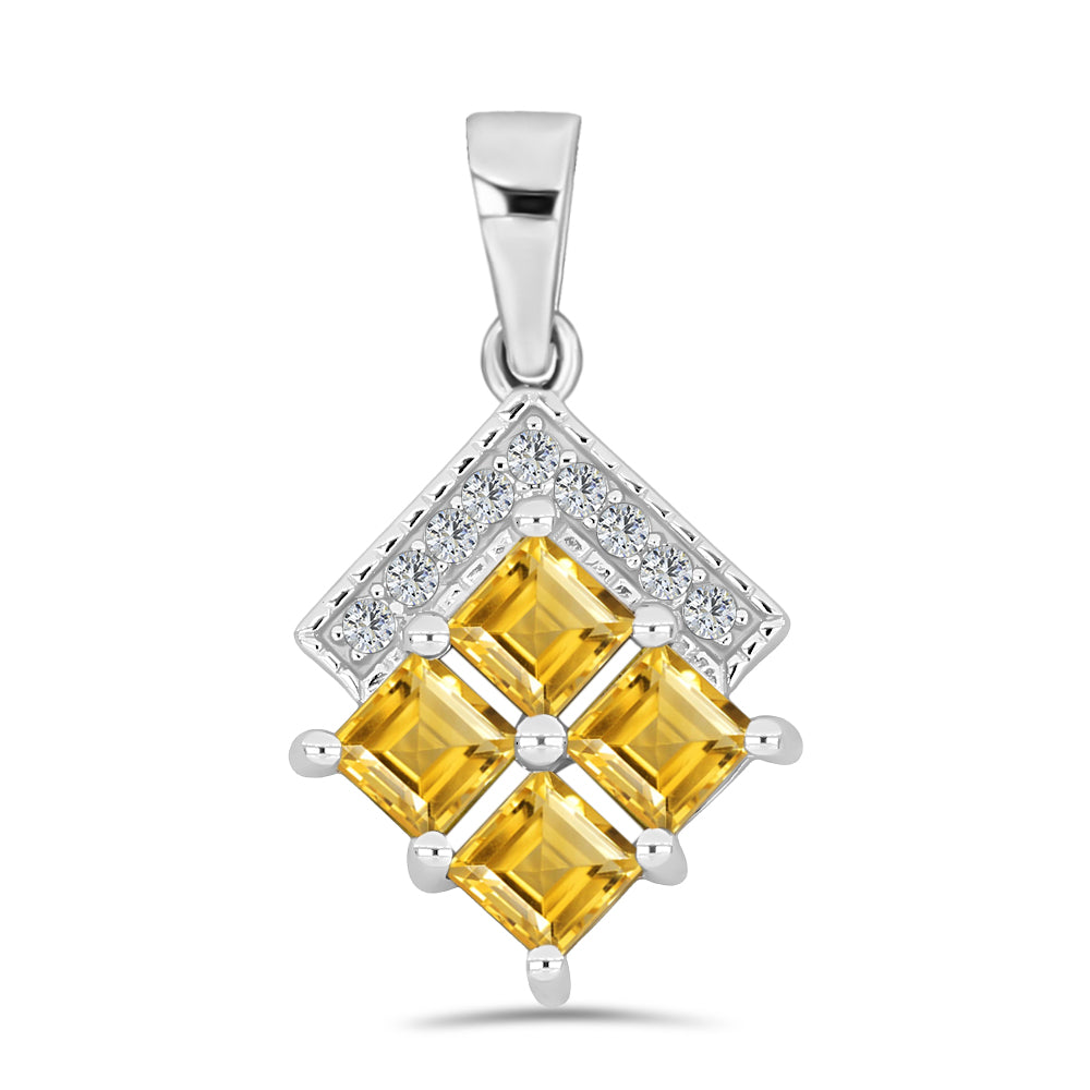 Colgante de Plata con Citrino de Río del Oro y Topacio Blanco 1 