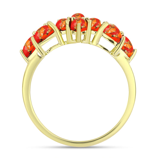 Anillo de Plata Bañada en Oro con Turquesa de Mohave