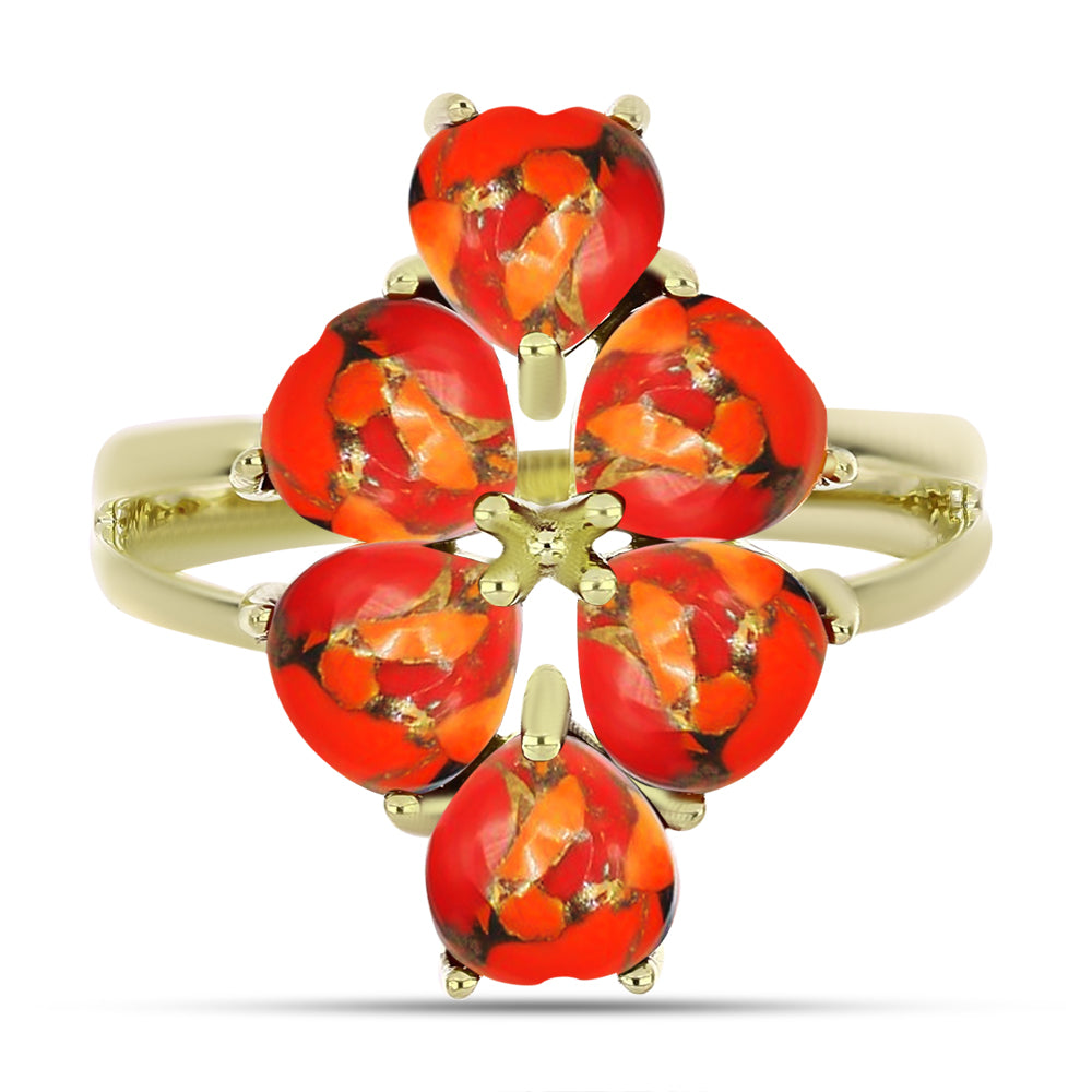 Anillo de Plata Bañada en Oro con Turquesa de Mohave