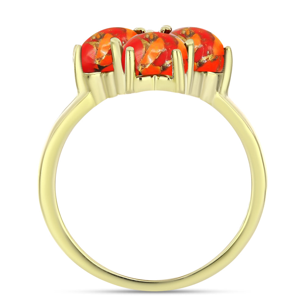 Anillo de Plata Bañada en Oro con Turquesa de Mohave 2 
