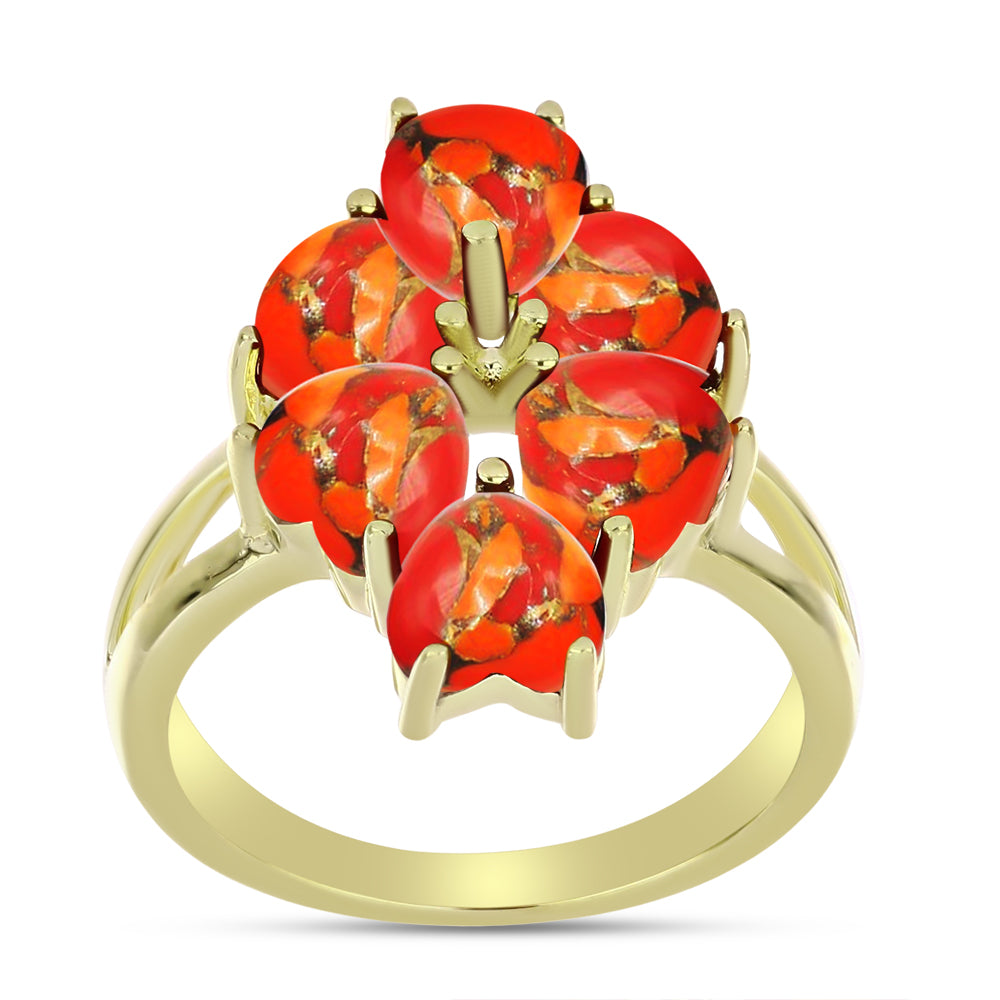 Anillo de Plata Bañada en Oro con Turquesa de Mohave