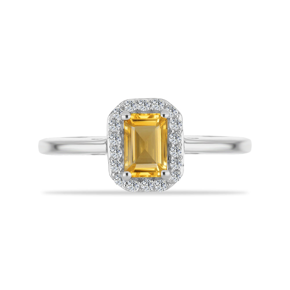 Anillo de Plata con Citrino de Río del Oro y Topacio Blanco