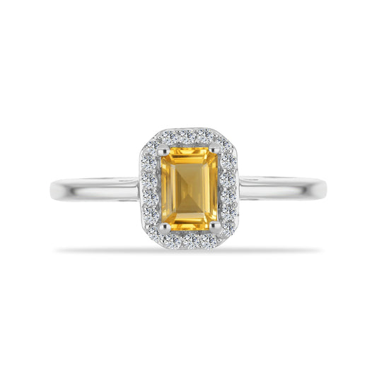 Anillo de Plata con Citrino de Río del Oro y Topacio Blanco