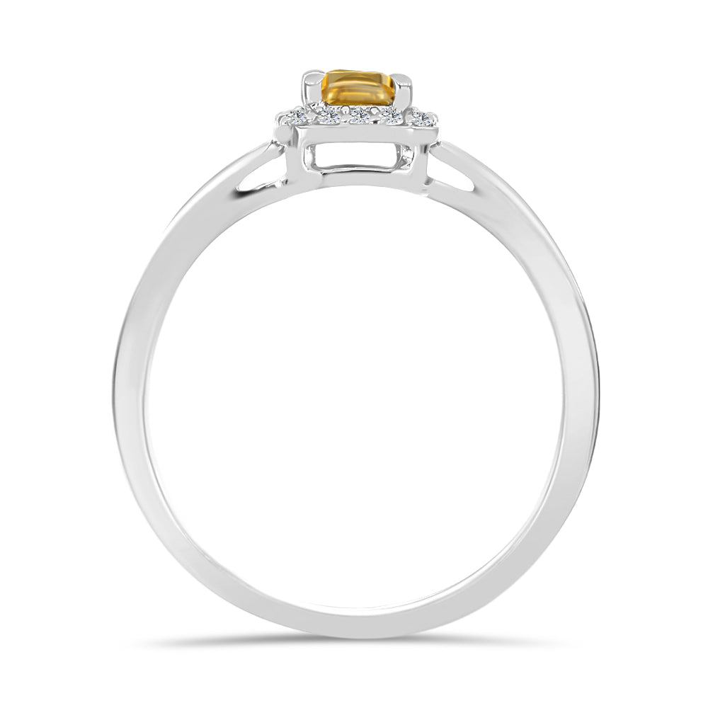 Anillo de Plata con Citrino de Río del Oro y Topacio Blanco 2 
