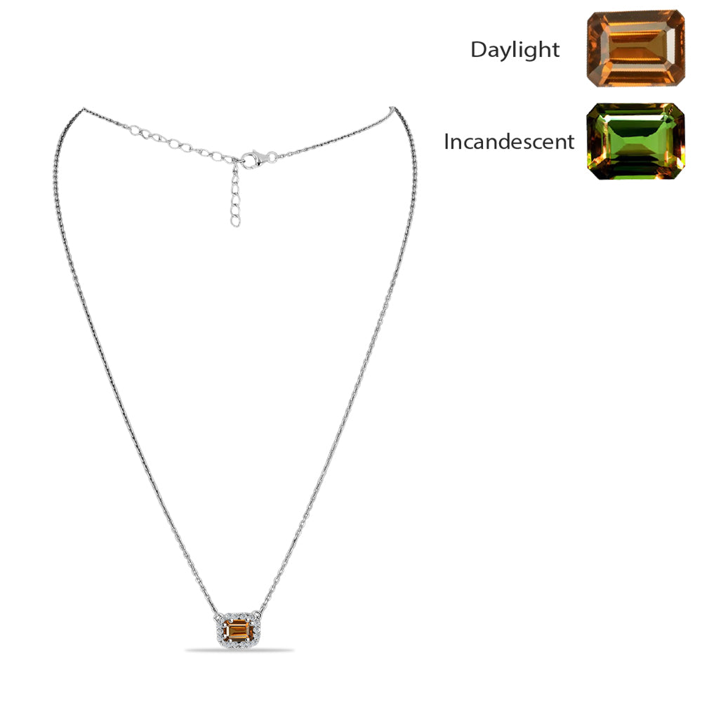 Collar de Plata con Zultanita de Anatolia certificado y cultivado en laboratorio y Topacio Blanco