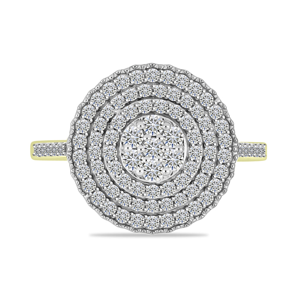 Anillo de Plata Bañada en Oro con Diamante blanco y Topacio Blanco