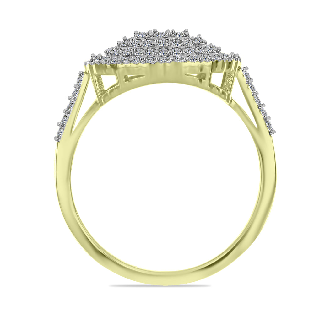 Anillo de Plata Bañada en Oro con Diamante blanco y Topacio Blanco 2 