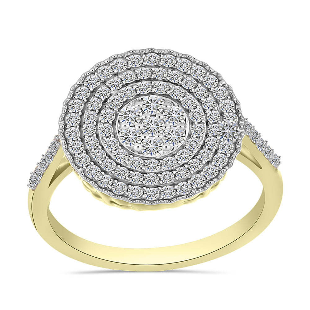 Anillo de Plata Bañada en Oro con Diamante blanco y Topacio Blanco