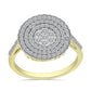 Anillo de Plata Bañada en Oro con Diamante blanco y Topacio Blanco