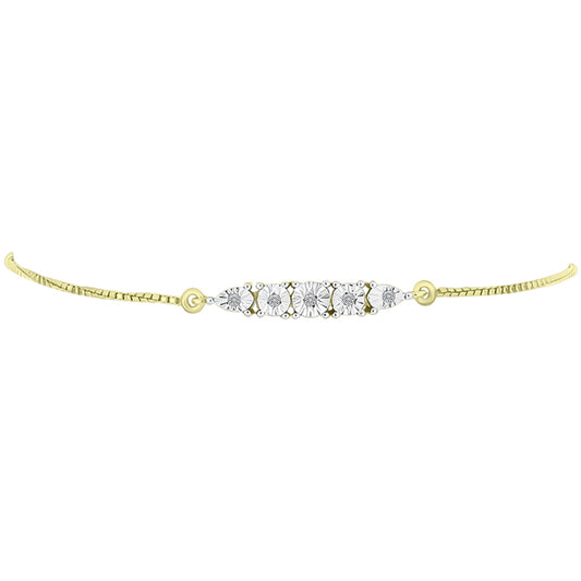 Pulsera de Plata Bañada en Oro con Diamante blanco