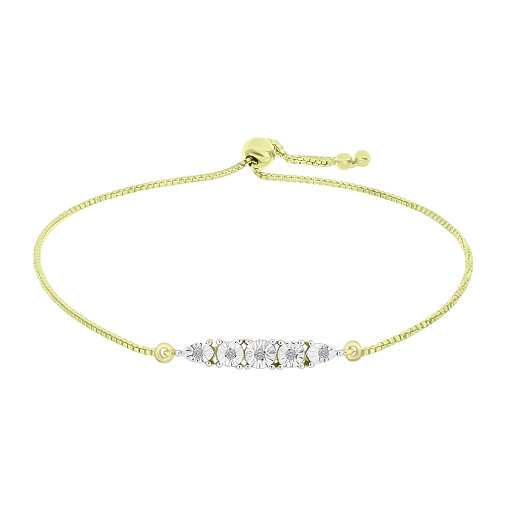 Pulsera de Plata Bañada en Oro con Diamante blanco