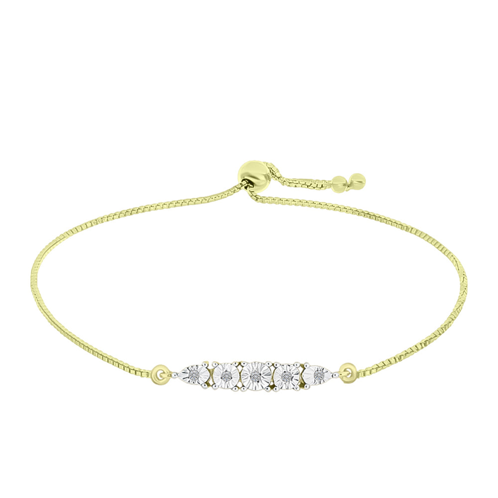Pulsera de Plata Bañada en Oro con Diamante blanco 4 