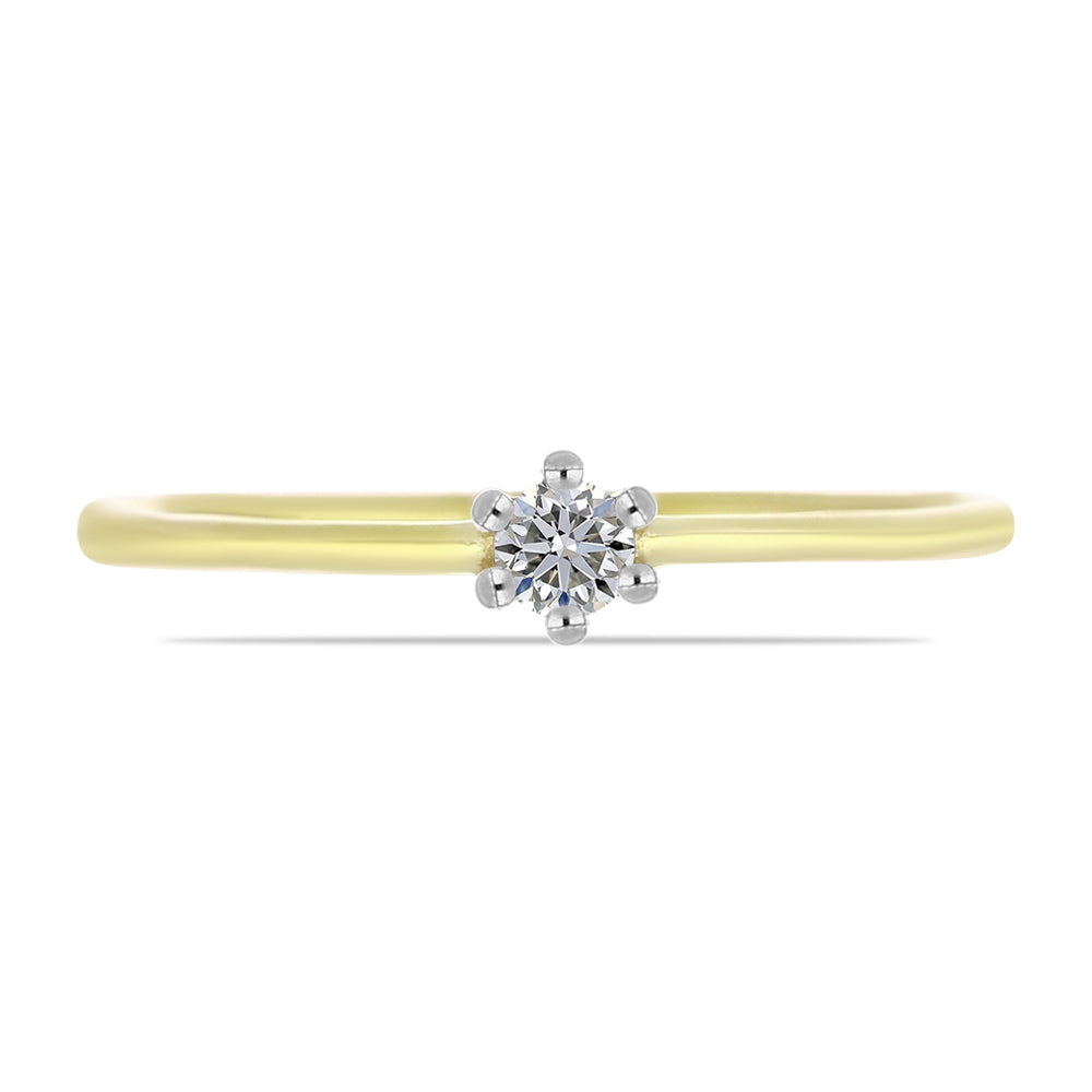 Anillo de Plata Bañada en Oro con Diamante blanco