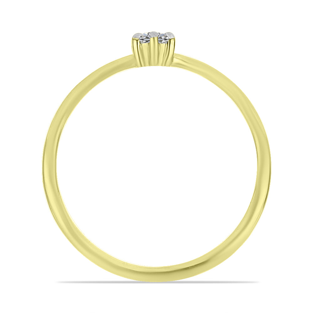 Anillo de Plata Bañada en Oro con Diamante blanco 2 