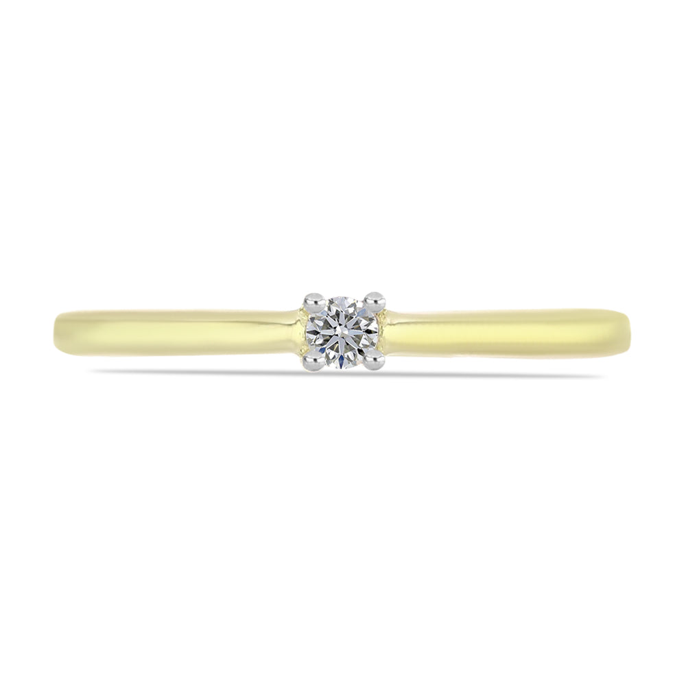 Anillo de Plata Bañada en Oro con Diamante blanco 1 