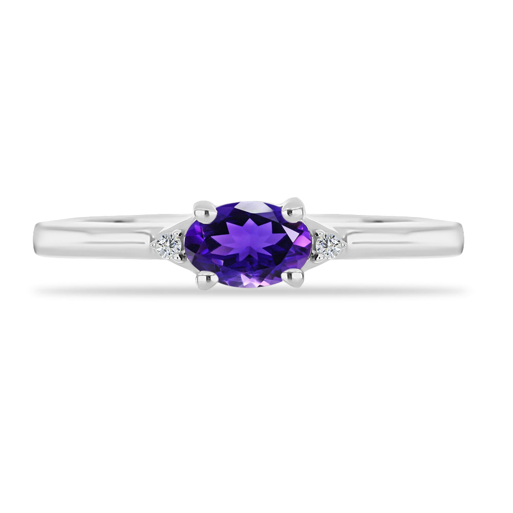 Anillo de Plata con Amatista de Marruecos y Topacio Blanco 1 