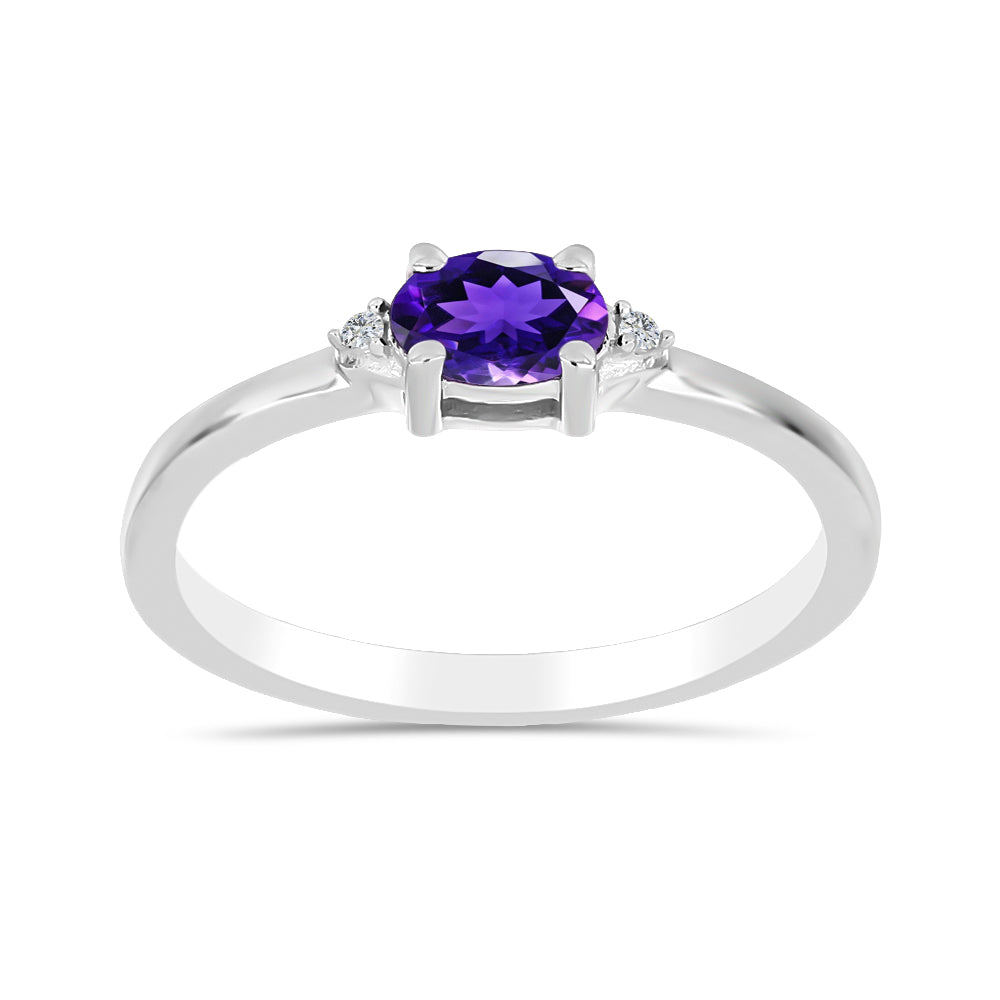 Anillo de Plata con Amatista de Marruecos y Topacio Blanco